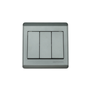 NP-803 -01 grey 3 Gang 1 way switch With bridge 16A 7*7  NEWPOWER 
