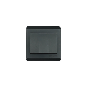NP-803-01 Black 3 Gang 1 way switch With bridge 16A 7*7  NEWPOWER 