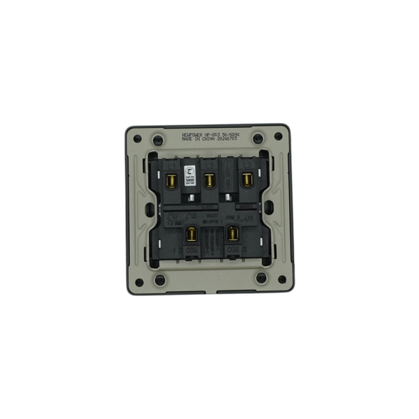 NP-803-02 Black 3 Gang 1 way switch With bridge 16A 7*7 NEWPOWER