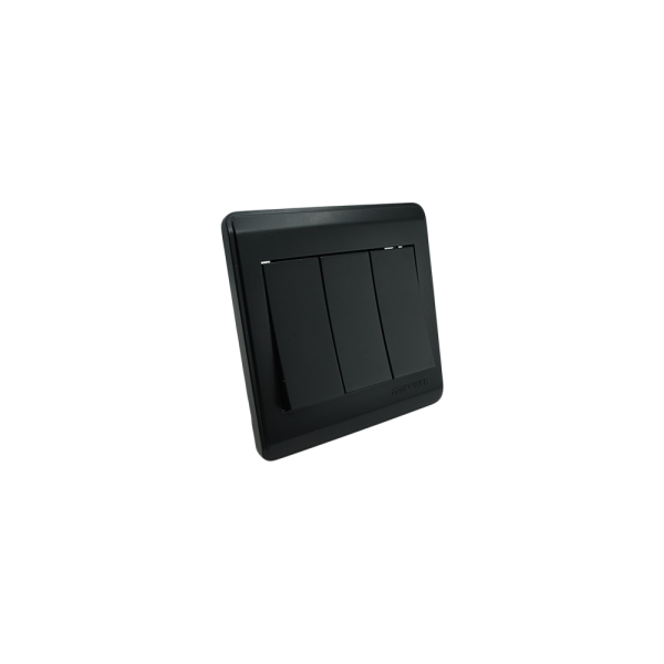 NP-803-03 Black 3 Gang 1 way switch With bridge 16A 7*7 NEWPOWER