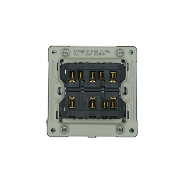 NP-803H2-02 grey  3 Gang 1 way switch With bridge 16A 7*7 NEWPOWER