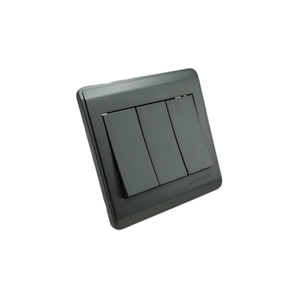 NP-803H2-03 grey  3 Gang 1 way switch With bridge 16A 7*7 NEWPOWER