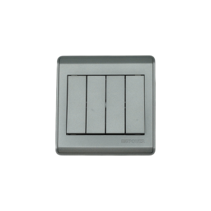 NP-804 -01  grey 4 Gang 1 way switch With bridge 16A 7*7  NEWPOWER 