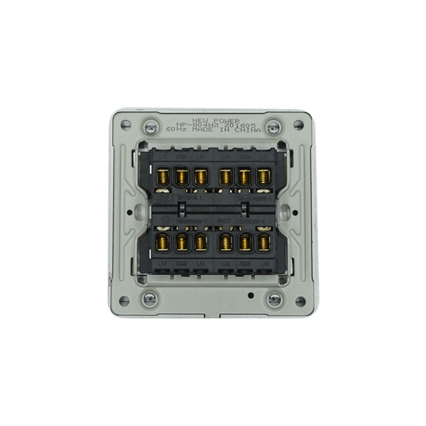 NP-804H2 -02   grey 4 Gang 1 way switch With bridge 16A 7*7 NEWPOWER