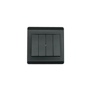 NP804 -01  Black 4 Gang 1 way switch With bridge 16A 7*7  NEWPOWER 