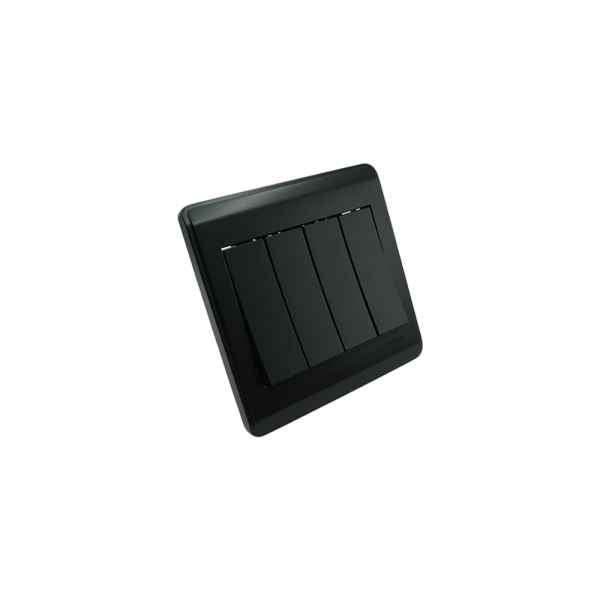 NP804 -03  Black 4 Gang 1 way switch With bridge 16A 7*7  NEWPOWER
