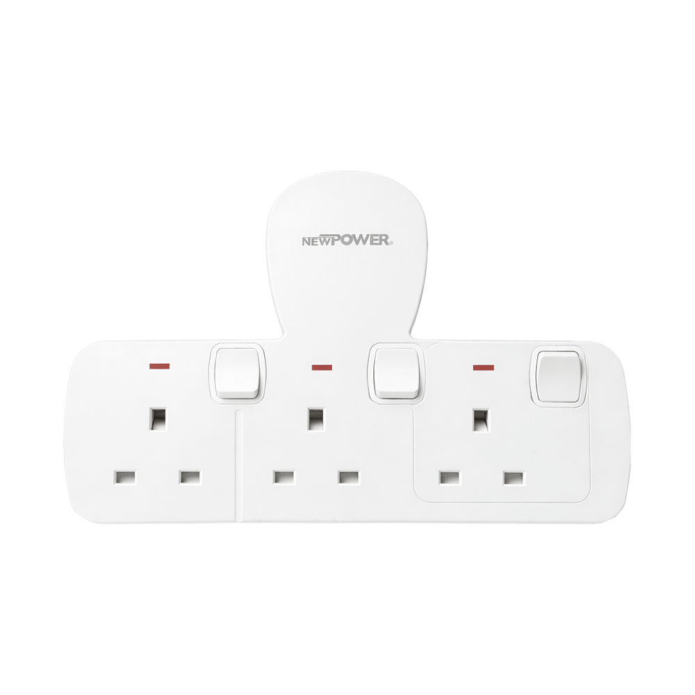 109032 -01 - Wall Socket 13A 3-Way White – NEWPOWER