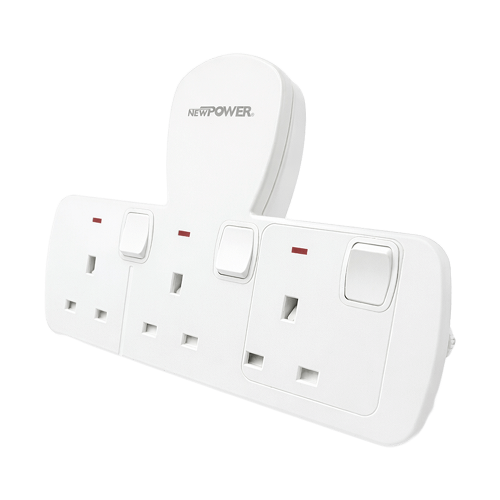 109032 -02 - Wall Socket 13A 3-Way White – NEWPOWER
