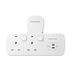 109033 -01 Wall Socket 13A with USB-C 2-Way Fast Charging White – NEWPOWER