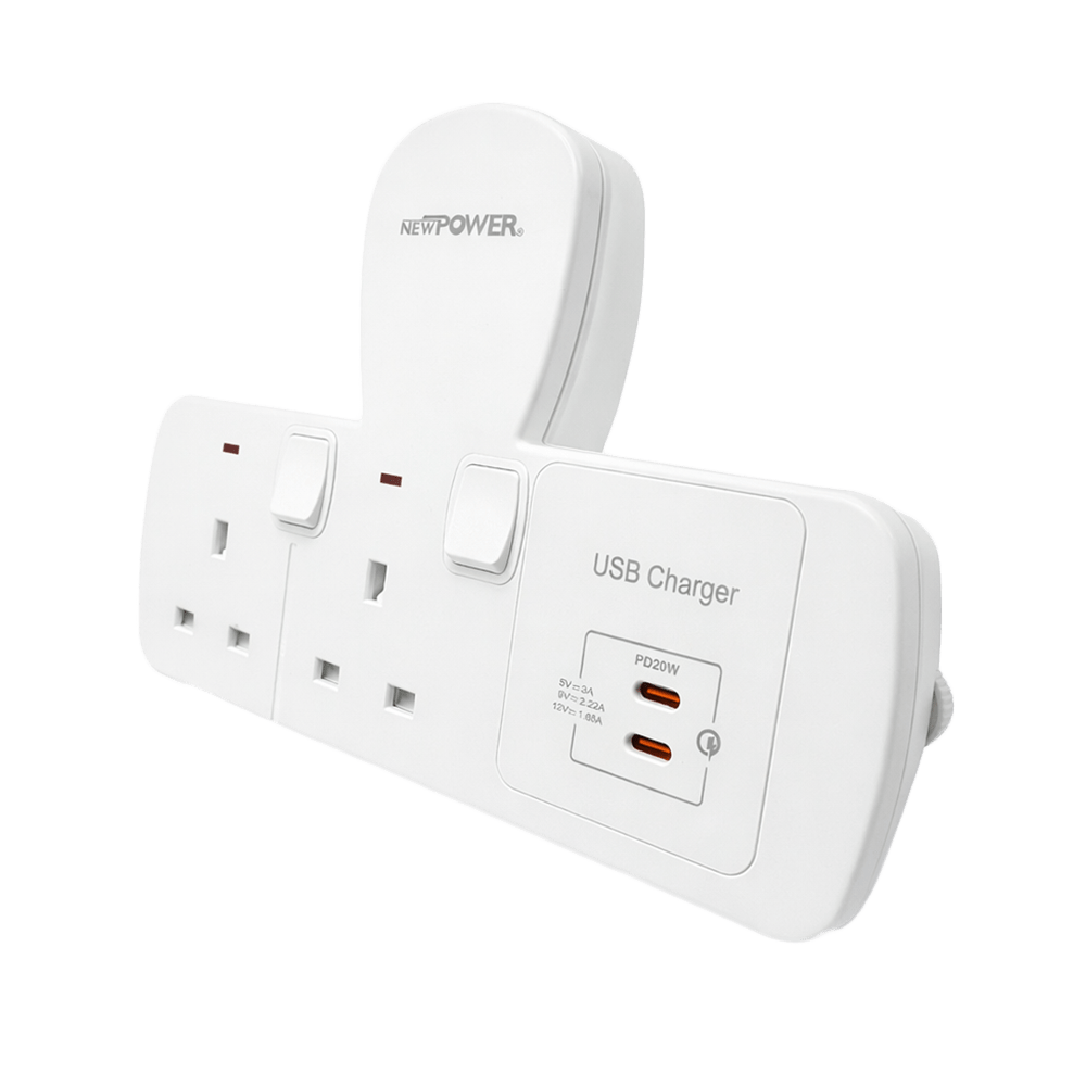 109033 -02 - Wall Socket 13A with USB-C 2-Way Fast Charging White – NEWPOWER