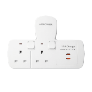 109034-01 - Wall Socket 13A with USB-C 2-Way White – NEWPOWER