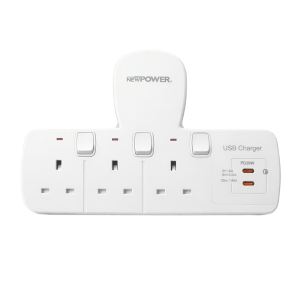109035-01 - Wall Socket 13A with USB-C 3-Way Fast Charging White – NEWPOWER