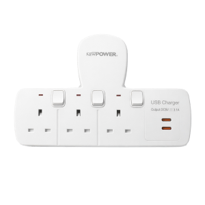 109036 -01 - Wall Socket 13A with USB-C 3-Way White – NEWPOWER