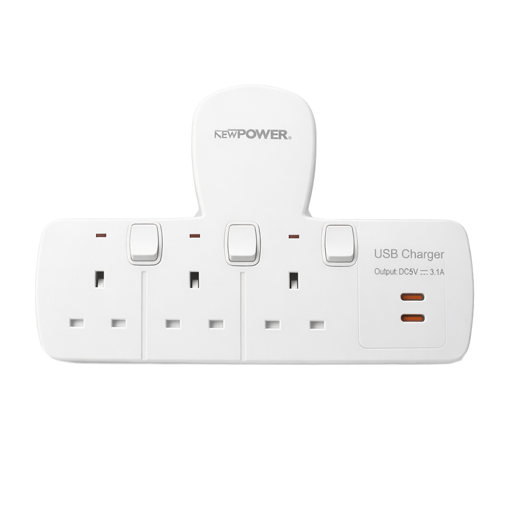 109036 -01 - Wall Socket 13A with USB-C 3-Way White – NEWPOWER