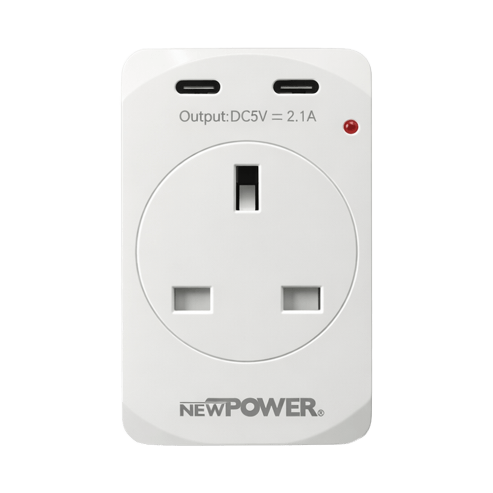 109038-01 - Wall Socket 13A with USB-C 3-Way White – NEWPOWER