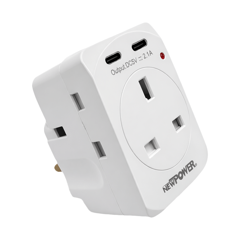 109038-02 - Wall Socket 13A with USB-C 3-Way White – NEWPOWER