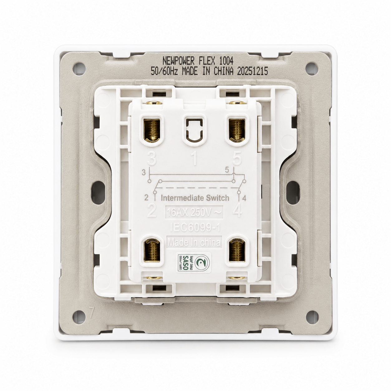 Single Intermediate Switch 4 Line 16A 7×7 White – NEWPOWER FLEX - Image 3